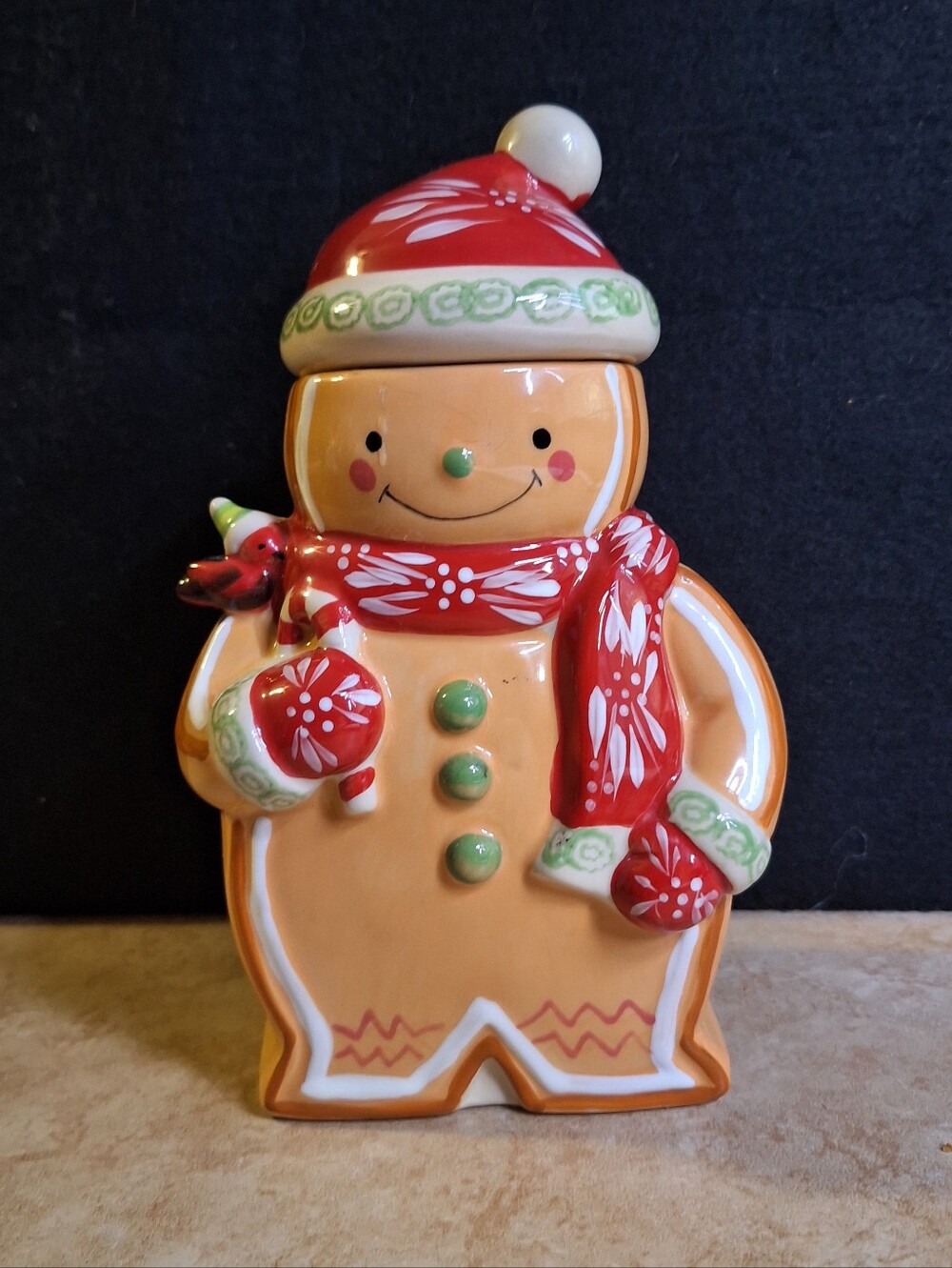 Temp-tations By Tara Winter Whimsey 8" Ceramic Gingerbread Man Lidded Candle